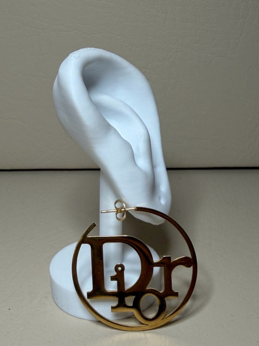 CD Gold Tone Hoop Logo Earrings